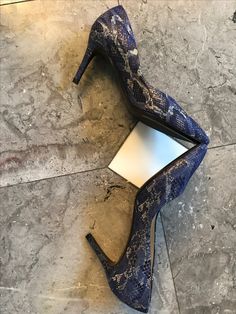 Vintage Blue Pointed Toe Heels, Elegant Crystal-embellished Slingback Pumps, Betsy Johnson Blue Floral Heels, Stuart Weitzman, Stiletto Heels, Sandals Heels, Sandals, Heels