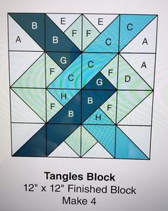 an image of a computer screen with the text, triangles block 12x 12 finished block make 4