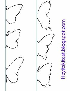 the cut outs for butterfly shapes are shown in three different sizes, with each one being drawn