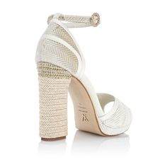 Description
Sizing / Details
Shipping / Return



BOHO SANDAL IN WHITE VELVET WITH HERRINGBONE TEXTURE, SATIN AND BRAIDED HEEL

 Our new Spiga Bianco sandal introduces us for the first time to this velvet texture with a herringbone effect, providing a boho air thanks to the combination of satin with velvet in neutral tones and its braided heel. Spiga Bianco plays with different materials and textures such as velvet, satin and braided heels, creating a harmonious whole.

Due to its fresh combina Summer White Fitted Heels, White Fitted Heels For Summer, Fitted White Summer Heels, White Fitted Sandals With Heel Strap, Luxury White Sandals With Heel Strap, Luxury White Ankle Strap Sandals, Fitted White Sandals With Block Heel, White Fitted Sandals With Block Heel, White Fitted Block Heel Sandals