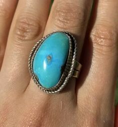 Native American Sterling Silver Blue Turquoise Ring. Size 9.5 Artist: N Width: 1.1 inch by 0.75 inch Best Offers Accepted! 5 K, Blue Turquoise, Silver Blue, Womens Jewelry Rings, Turquoise Blue, Rings Statement, Sterling Silber, Blue And Silver, Turquoise Ring