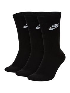 Nike nike sportswear everyday essential crew socks 3pk material content: 60% cotton 36% polyester 4% elastane washing Nike Crew Socks, Soft Socks, Thick And Fit, Crew Cut, Soft Sock, Sock Packs, Black White Fashion