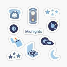 various stickers with the words midnights on them