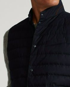 Polo Ralph Lauren Quilted 750 Down Jacket Suit Vest Reversible Oxford Gentleman | eBay Classic Navy Winter Vest, Navy Outerwear For Winter Layering, Navy Winter Outerwear For Layering, Jacket Suit, Suit Waistcoat, Reversible Quilt, Suit Vest, Down Vest, Mens Vest