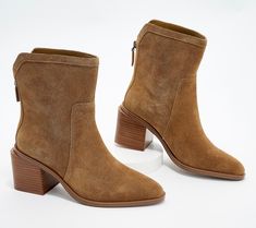 Now that boot season is finally here, it's time to step up your style game in a pair of suede stunners that are bound to become your new fave pair. Why? We can think of a few reasons:  A mid-shaft height is versatile enough to wear with the latest denim, leggings, skirts, and dresses. An understated back zipper provides easy entry and undeniable style. A stacked heel is totally walkable (and right on trend). Water-repellant suede(!!) is fashioned in rich hues that fit right in with your winter c Winter Suede Boots With Stacked Heel, Fall Suede Moto Boots With Reinforced Heel, Fall Suede Boots With Suede Lining, Suede Boots With Suede Lining For Fall, Suede Ankle Moto Boots For Fall, Suede Ankle Boot Moto Boots For Fall, Suede Boots With Stacked Heel For Fall, Suede Mid-calf Boots With Stacked Heel For Winter, Winter Mid-calf Suede Boots With Stacked Heel