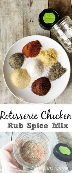 the ingredients for rotissee chicken rub spice mix on a white plate