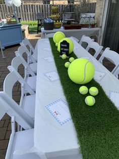 there are tennis balls on the table