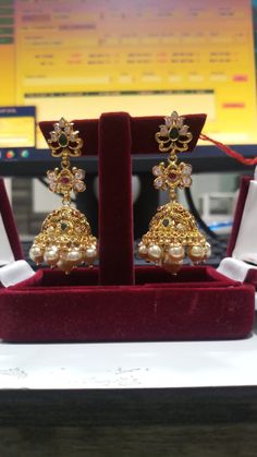 Gold Buttalu With Grams, Navi Jewellery, Premraj Shantilal Jain Jewellers, Temple Jewellery Jhumkas, Mango Necklace, Temple Jewellery Earrings, Jhumka Designs, Gold Earrings Indian, Gold Jhumka Earrings