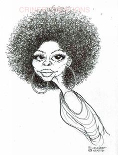 a drawing of a woman with afro hair