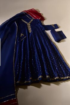 Adorned in a rich tone of midnight blue pure organza ( in gown style ) with heavy zardosi work on sleeves and neckline alongside delicate border on the hem. Beautiful three piece for your festive events. The length of this gown is 50 inches. ﻿Delivery Time: 4 to 8 weeks Work On Sleeves, Zardosi Work, Pakistani Formal Dresses, Frock Fashion, Pakistani Fashion Casual, Pakistani Wedding Outfits, Pakistani Dresses Casual, Pakistani Fancy Dresses, Pakistani Fashion Party Wear