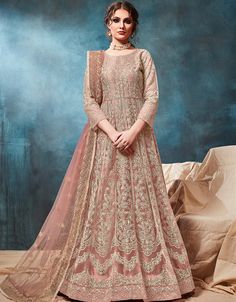 Light Peach Soft Net Anarkali Anarkali Wedding Anarkali, Net Anarkali, Anarkali Churidar, Floor Length Anarkali, Sangeet Outfit, Angrakha Style, Designer Anarkali Suits, Indian Classical Dance, Gown Suit