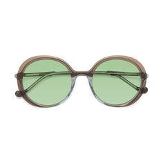 Their round shape and two-tone color make this pair of glasses uniquely stunning and will perfectly match any face shape. In shades of green, blue, red, and brown and a lightweight frame, these acetate glasses are this season's must-have. Green Sunglasses With Gradient Lenses And Round Frame, Green Round Frame Sunglasses With Gradient Lenses, Green Tinted Round Frame Sunglasses, Green Round Frame Sunglasses With Uv Protection, Green Round Frame Sunglasses For Summer, Green Round Frame Summer Sunglasses, Summer Green Round Frame Sunglasses, Acetate Glasses, Red And Brown