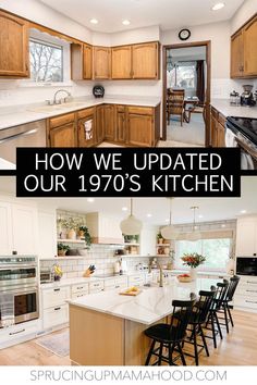 the kitchen is clean and ready to be used as a living room or dining area