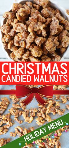 christmas candied walnuts with the title above it