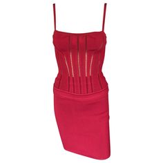 Azzedine Alaia F/W 1991 Vintage Skirt and Bustier Corset Top 2 Piece Set Size S Designer Fitted Summer Sets, Designer Fitted Sets For Summer, Vampire Core, Haute Couture Style, Alaia Dress, Azzedine Alaïa, Corsets Vintage, Corset Skirt, Slim Aarons