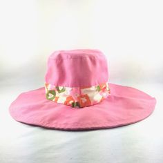 "Vintage Beach Hat Wide brim Pink with green & orange band MEASURE YOUR HEAD BEFORE BUYING Diameter of brim is 15\" Circumference of inner band is 21\" I have a small head and it is snug on me. Suitable for a very small adult head (measure your head before ordering!) or for a child. Few faint stains. Inner lining has loose threads and also loose stitching. Lining could just be removed or sewn back together, your call." Alice In Wonderland Figurines, Vintage Christmas Tree Decorations, French Shoes, Travel Bar, Summer Straw Hat, Small Head, Straw Sun Hat, Pink Canvas, Vintage Christmas Tree