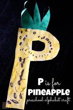 the letter p is for pineapple preschool alphabet craft with an image of a pineapple on it