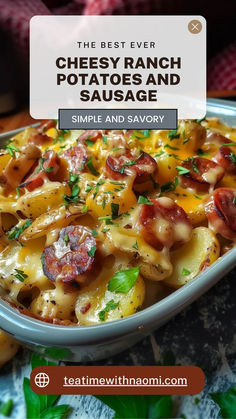 the best ever cheesy ranch potato and sausage casserole with text overlay