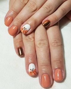 Fall Leaves Nail Art, Pumpkin Nail Art, Nail Art Halloween, Thanksgiving Nail Art, Pumpkin Nails, Amazing Nails, Holiday Nail Art