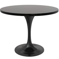 a black table with an oval top on a white background, it is isolated from the side