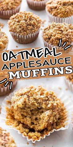 oatmeal applesauce muffins with text overlay