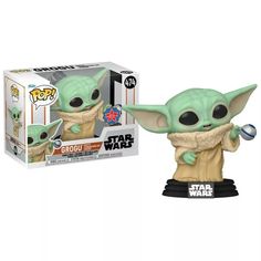 the child yoda from star wars is shown in front of a pop vinyl figure