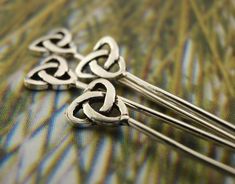 2 Sterling Silver Celtic Triangle Knot Head Pins - 20 gauge 2.25 inches Celtic Knot Hair, Celtic Triangle, Knot Hair, Eye Pins, Bobby Pin, Shawl Pins, Celtic Designs, Celtic Jewelry, Head Pins