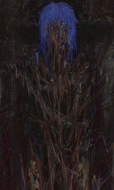 an image of a creepy creature with blue hair