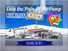 a gas station with the words ease the paint at the pump giveaway ends 3 / 31