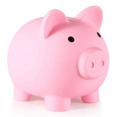 a pink pig toy sitting on top of a white table