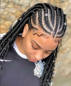 White Women With Braids, Fulani Stitch Braids, Cool Braided Hairstyles, Simple Fulani Braids, Cornrows Braids For Black Women, Braided Hairstyles For Black Women Cornrows, Big Box Braids Hairstyles, Braids Styles, Braided Cornrow Hairstyles