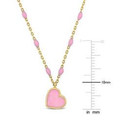 Elevate your style with the enchanting beauty of this 14K yellow gold pink enamel heart necklace. The delicate chain showcases a charming heart-shaped pendant adorned with a lovely pink enamel finish. The playful design adds a touch of romance and femininity to any outfit. With a length of 16 inches and a 2-inch extender, you can easily adjust the necklace to achieve the perfect fit. Crafted from 14K yellow gold, this necklace exudes a luxurious and radiant shine. The spring ring clasp ensures secure and effortless wear. Whether worn alone as a graceful statement piece or layered with other necklaces for a trendy look, this pink enamel heart necklace is a captivating accessory that will steal hearts wherever you go. | Belk & Co Pink Enamel Heart Necklace in 14K Yellow Gold Dainty Pink Charm Necklace With Delicate Chain, Pink Heart Pendant Jewelry With Adjustable Chain, Pink Heart Shaped Necklace With Adjustable Chain, Dainty Pink Charm Necklace With Adjustable Chain, Valentine's Day Pink Heart Necklace With Adjustable Chain, Pink Heart Necklace With Adjustable Chain, Pink Heart Charm Necklace With Adjustable Chain, Pink Heart Pendant Necklace With Adjustable Chain, Pink Open Heart Necklace For Valentine's Day