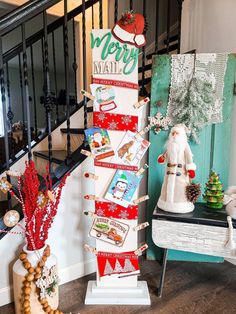 there is a christmas decoration on the stairs