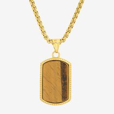 Features: Hypoallergenic, Quick ShipJewelry Closure: Lobster ClaspLink Construction: SolidMetal Color: YellowChain Length: 24 InchChain Width: 22.86 MillimetersPendant Length: 2mmPendant Width: 1mmChain Construction: BoxCare: Wipe CleanMetal: 18k Gold Over Stainless SteelNecklace Type: Pendant NecklacesCountry of Origin: Imported Gold Mens Necklace, Men's Necklace Gold, Mens Necklace, Mens Pendant, Men's Necklace, Stainless Steel Pendant, Men Necklace, Jewellery And Watches, Pendant Necklaces