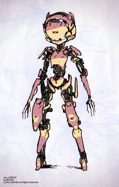 Gyroid Cyberpunk Sketch, Droid Design, Scifi Aesthetic, Love Character Design, Love Character, Robot Cartoon