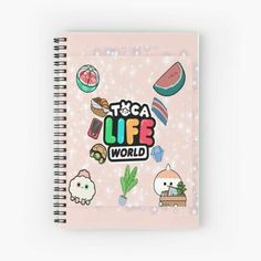 a spiral notebook with the words toca life world on it