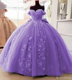 Sweet 16 Gowns, Purple Ball Gown, Ball Gown Quinceanera Dresses, Purple Quince, Off Shoulder Ball Gown, Quinceanera Dresses Blue