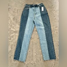 Pacsun Two Tone High Rise Straight Leg Jeans Size 26 Brand New, Never Worn, Tags Still On Pacsun Mom Jeans, Jeans Pacsun, Blue Mom Jeans, High Rise Straight Leg Jeans, Black Mom Jeans, Pacsun Jeans, Boyfriend Denim, Raw Hem Jeans, Striped Jeans