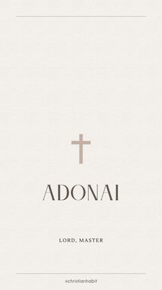 an image of the word adona with a cross on it