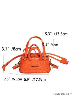 BagForLove - Croc-Embossed Mini Bucket Bag: Neon-orange Graphic Drawstring, PU Material, Ideal for Everyday Use Product Description Color Orange Details Drawstring Type Bucket Bag Bag Size Mini Strap Type Double Handle Closure Type Drawstring Style Funky Features Lightweight Composition 10% Polyester Material PU Leather Size Chart INCH CM Strap Length Bag Length Bag Width Bag Height Handle Height 49.6 inch 6.9 inch 2.6 inch 3.1 inch 2.4/5.3 inch Strap Length Bag Length Bag Width Bag Height Handl Casual Orange Handheld Shoulder Bag, Portable Orange Shoulder Bag For Travel, Orange Bag With Adjustable Strap For Errands, Casual Orange Bags With Detachable Strap, Casual Orange Bag With Detachable Strap, Orange Handheld Shoulder Bag With Mobile Phone Pocket, Trendy Orange Bag With Adjustable Strap, Orange Shoulder Bag With Adjustable Strap And Double Handle, Orange Summer Bags For Errands