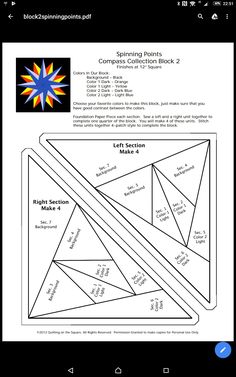 the black and white diagram shows how to make an origami star with four different colors