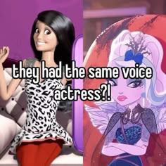 a cartoon character with the caption, they had the same voice to actress?