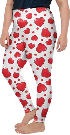 These Red Heart Shaped Balloons Leggings are the perfect fashion piece to complete your outfit for Valentine. The color red represents love, passion, longing, desire and romance, if that's what you're looking for than you need the Gearbunch Red Heart Shaped Balloons Leggings.   The soft fabric, wide elastic waistband, and flattering fit mean that these leggings are perfect for evening runs, lounging on the couch, and everything in between. And the vibrant print that lasts a long time won't fade, so they are bound to become your favorite pair of leggings for a long time. Be Happy, Be Bright, Be You in Gearbunch   Available in sizes XXL (2XL), XXXL (3XL), XXXXL (4XL), XXXXXL (5XL), XXXXXXL (6XL) Red Heart Print Bottoms For Valentine's Day, Casual Heart Print Bottoms For Valentine's Day, Heart Shaped Balloons, The Color Red, Working Out Outfits, Legging Outfits, Thigh Exercises, Plus Size Leggings, Pink Leggings