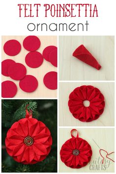 the steps to make felt poinsettia ornaments