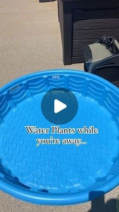 a blue frisbee sitting on top of a sidewalk