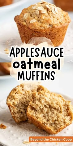 an image of applesauce oatmeal muffins on a plate