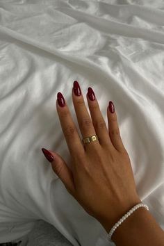 60+ Old Money Nails For A Timeless Quiet Luxury Aesthetic Cherry Wine Nails, Almond Nails Red, Red Summer Nails, Deep Red Nails, Fall Nail Trends