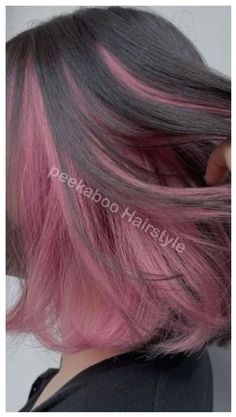 25+ Peekaboo Hair Color Ideas You Need To Try In 2024 Hair Color Underneath Short Hair, Peekaboo Hair Color Ideas, Blue Peekaboo Highlights, Cute Hair Color, Pink Peekaboo Highlights, Peekaboo Hair Color, Pink Peekaboo, Hidden Hair Color, Peekaboo Hair Colors