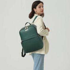 Stylish and Functional Designer Laptop Backpack for Women | Bostanten – BOSTANTEN Leather Backpack With Zipper Pocket For Errands, Large Capacity Leather Backpack For Errands, Modern Green Backpack With Zipper Closure, Green Commuting Backpack With Adjustable Strap, Green Leather Backpack With Zipper Closure, Modern Leather Backpack With Zipper For Errands, Functional Leather Backpack For Errands, Green Leather Backpack For Travel With Zipper Closure, Green Leather Backpack For Travel With Zipper