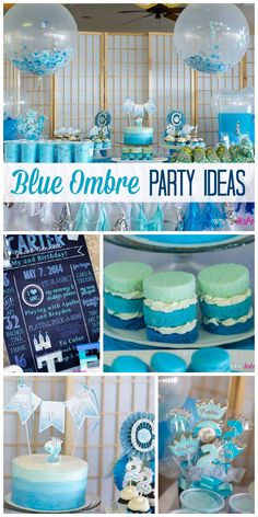 blue ombree party ideas